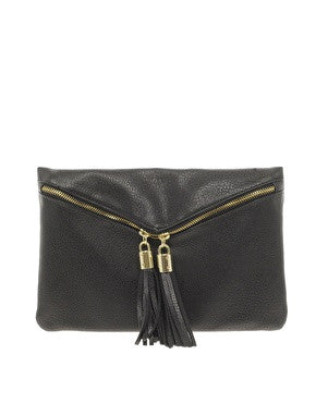 ASOS Clutch Bag With Double Tassel Zip